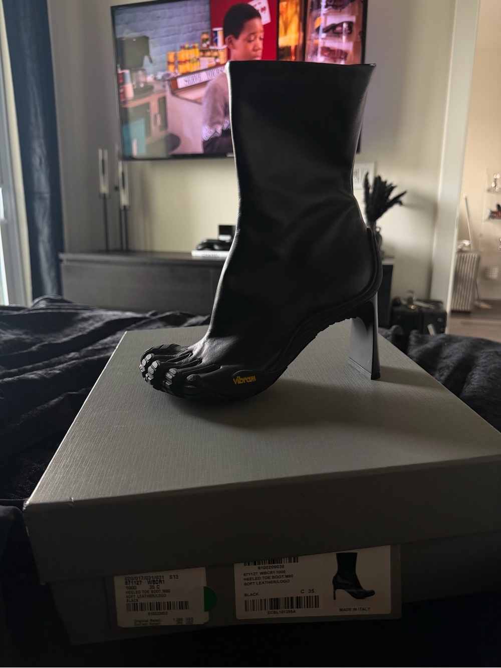 BRAND NEW!! Balenciaga Vibram Black Five-Toe Stiletto Ankle Boots